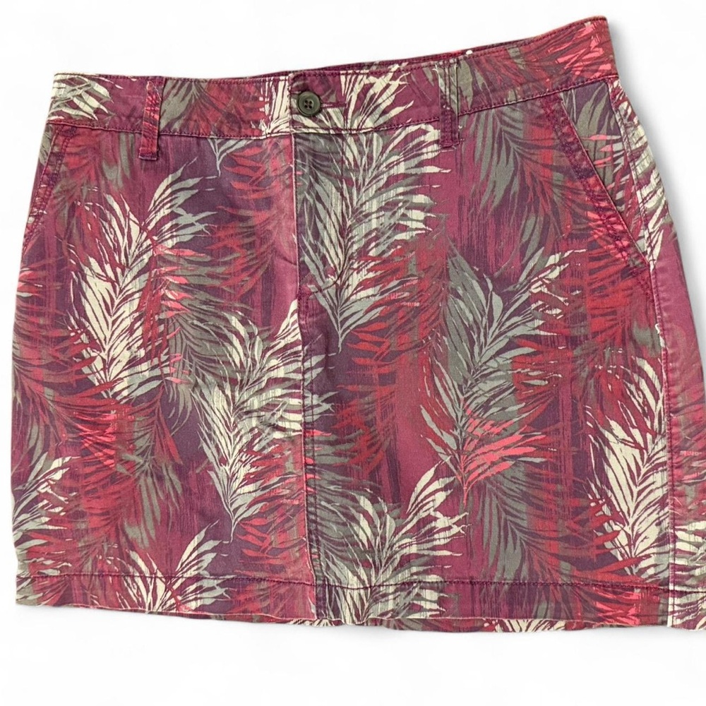 Sonoma Everyday Skort Size 10 Purple Tropical Palm Print Denim Look Skirt Shorts